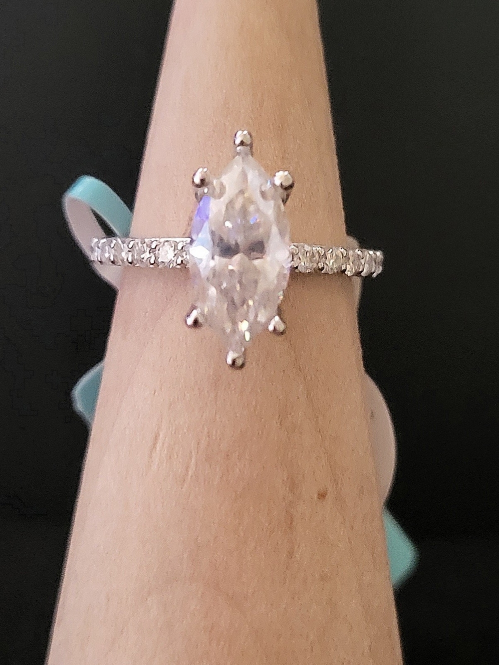 Marquise-Cut Moissanite Ring Marquise Cut. Size 6.